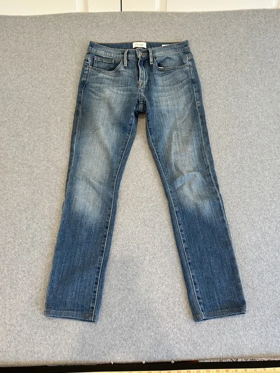 Frame Denim Men's L’Home Slim Straight Jeans in Mid Blue Wash - Picture 3 of 11
